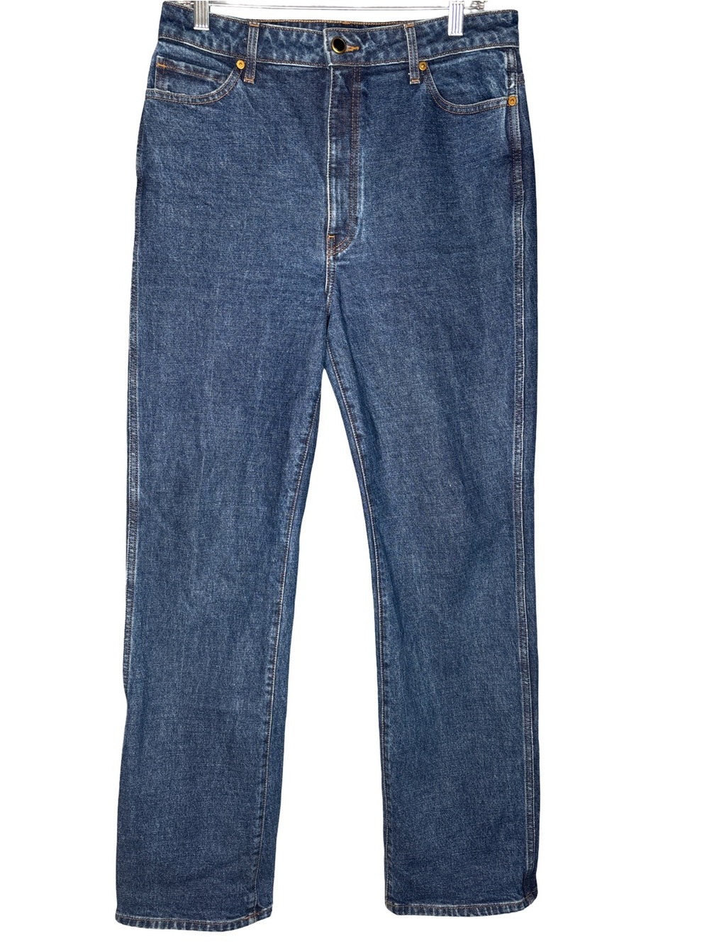 KHAITE Blue Denim Women's Straight-Leg Jeans Waist 34 Inseam 33 - Picture 1 of 5